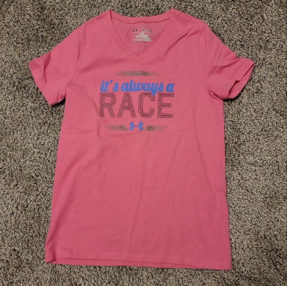Girls Its Always a Race V Neck Shirt